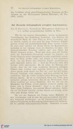 Zur Retouche heliographisch erzeugter Kupferplatten