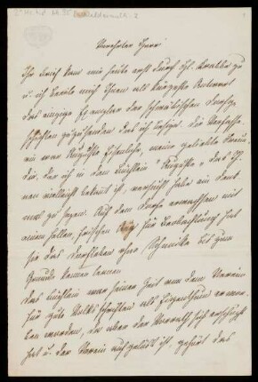 Brief von Ottilie Wildermuth an Unbekannt