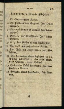 97, Landkarten, Kupferstiche rc.