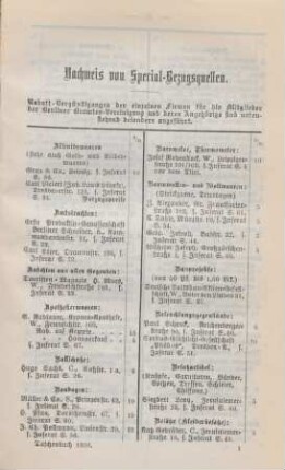 Nachweis von Special-Bezugsquellen
