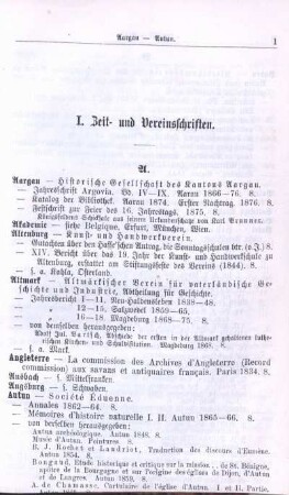 I. Zeit- und Vereinsschriften.