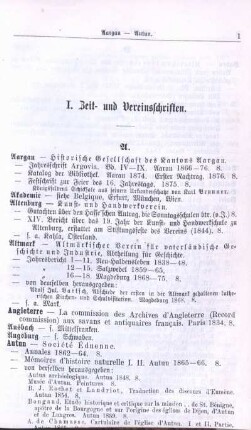 I. Zeit- und Vereinsschriften.