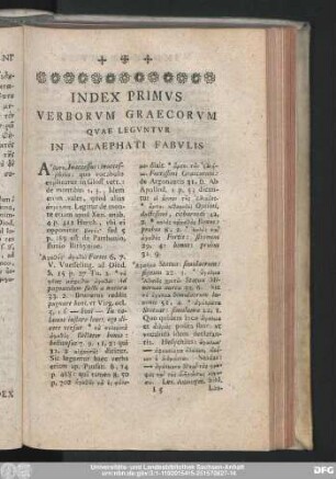 Index Primus Verborum Graecorum Quae Leguntur In Palaephati Fabulis