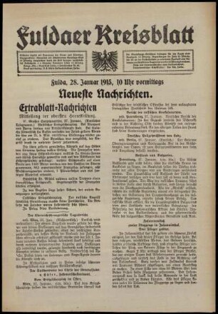 Erste Ausgabe vom Donnerstag, den 28. Januar 1915.