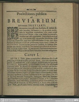 Praelectiones publicae Ad Breviarium