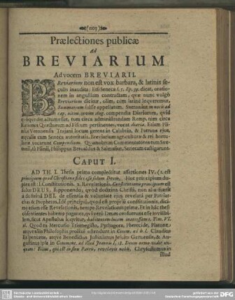 Praelectiones publicae Ad Breviarium