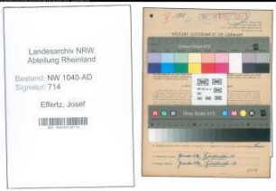 Entnazifizierung Josef Effertz , geb. 21.11.1887 ()
