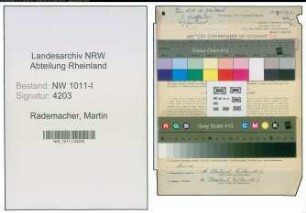 Entnazifizierung Martin Rademacher , geb. 08.08.1905 ()