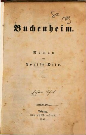 Buchenheim : Roman von Louise Otto. 1