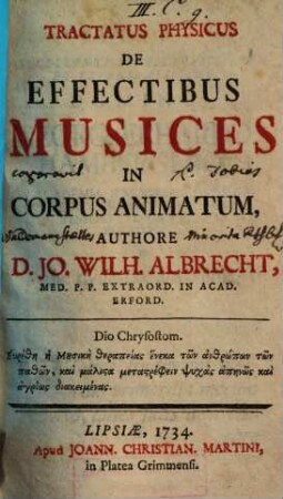 Tractatus physicus de effectibus musices in corpus animatum