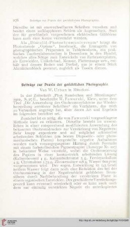 Beiträge zur Praxis der gerichtlichen Photographie