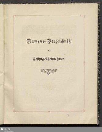 Namens-Verzeichniß der Festzug-Theilnehmer