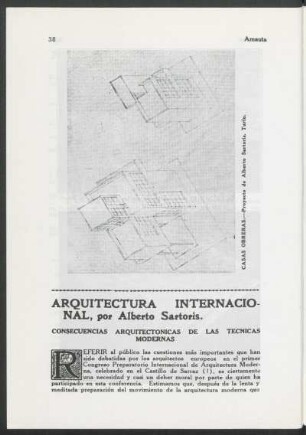 [Arquitectura internacional] - Casas obreras : Proyecto de Alberto Sartoris, Turín