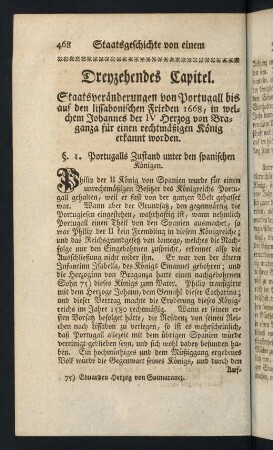 468-494, Dreyzehendes Capitel. Staatsveränderungen von Portugall bis auf den lissabonischen Frieden 1668...