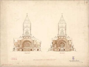 Hofmann, Theobald; Dresden (Sachsen); Jacobikirche - Querschnitt, Längsschnitt