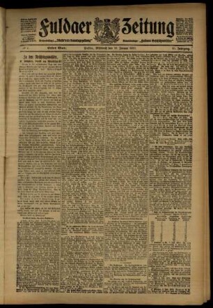 Erste Ausgabe vom Mittwoch, den 10. Januar 1912.