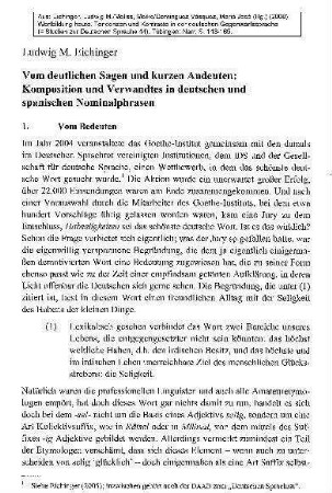 Vom deutlichen Sagen und kurzen Andeuten : Komposition und Verwandtes in deutschen und spanischen Nominalphrasen