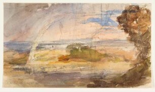 Flache Landschaft mit Regenbogen