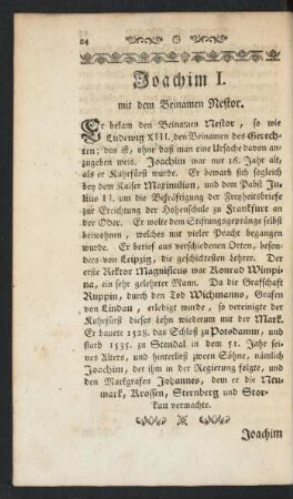 Joachim I. mit dem Beinamen Nestor.