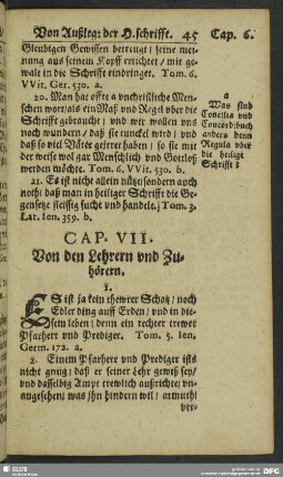 Cap. VII. Von den Lehrern und Zuhörern