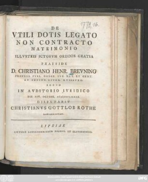 De Vtili Dotis Legato Non Contracto Matrimonio