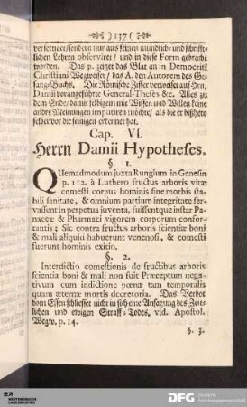 Cap. VI. Herrn Damii Hypotheses.