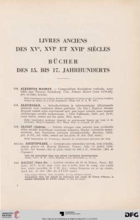 Livres anciens des XVe, XVI et XVIIe siècles (Nr. 100-145)