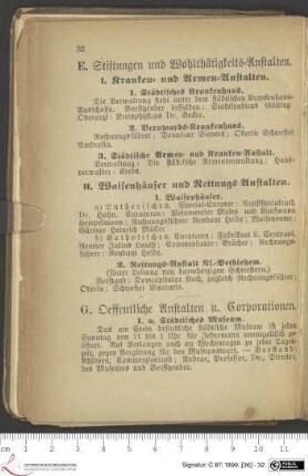 E. Stiftungen und Wohlthätigkeits-Anstalten.
