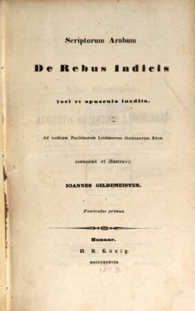 Scriptorum Arabum de Rebus Indicis