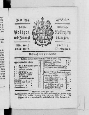 45tes Stück., Ausgabe vom 5. November 1794
