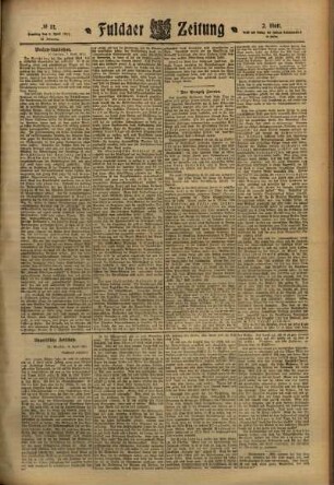 Zweite Ausgabe vom Samstag, den 08. April 1911.