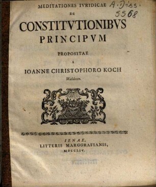 Meditationes iur. de constitutionibus principum