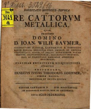 Diss. hist. phys. de re Cattorum metallica