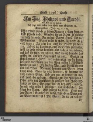 Am Tag Philippi und Jacobi.