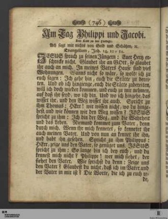 Am Tag Philippi und Jacobi.