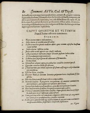 Caput Quintum Et Ultimum Praxin huius actionis continens.