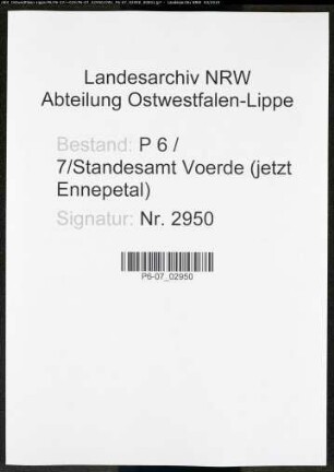 Sterberegister Standesamt Voerde