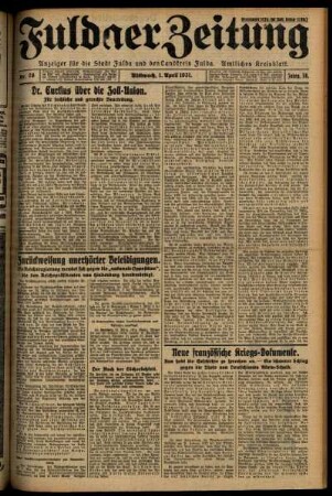 Erste Ausgabe vom Mittwoch, den 01. April 1931.