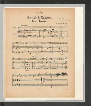 Souvenir de Nadrzecze. Première Mazourka. [Piano.]