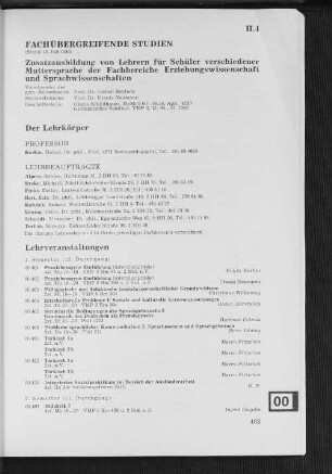 II.4 Fachübergreifende Studien