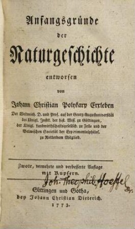 Anfangsgründe der Naturgeschichte : mit Kupfern