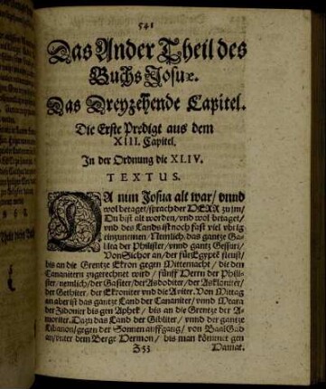 Das Dreyzehende Capitel Josuae.