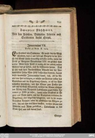 Zweyter Abschnitt. Von den Päbsten, Bischöfen, Lehrern und Scribenten dieses Seculi.
