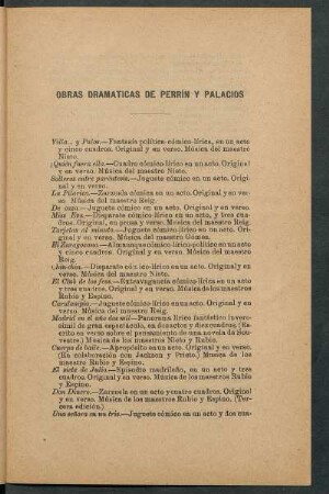 Obras dramaticas de Perrín y Palacios