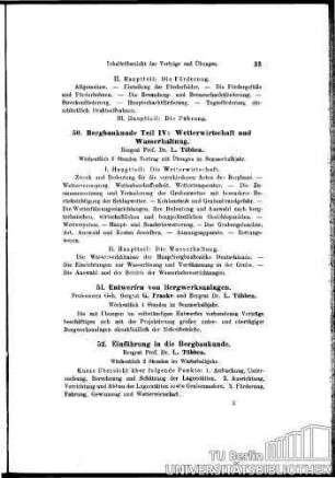 50. Bergbaukunde Teil IIV: Wetterwirtschaft u. Wasserhaltung