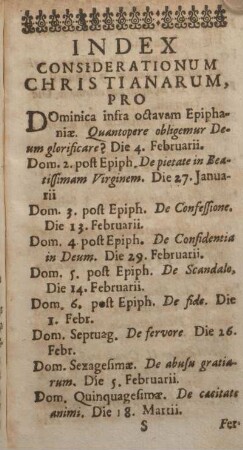 Index considerationum Christianarum ...