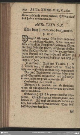 Ad Tit. XXXII. O. R. Von dem Juramento Purgatorio