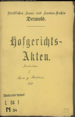 Niebecker, Konrad, J. U. D. und Vizehofrichter gegen Deppe Meier zu Hörstmar - Schuldforderung