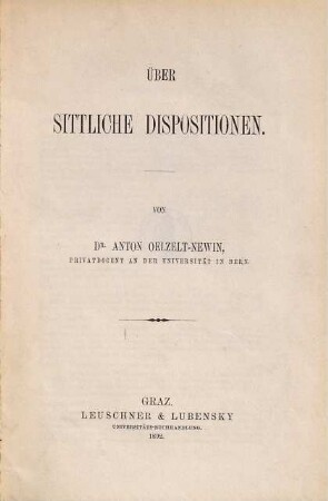 Über sittliche Dispositionen