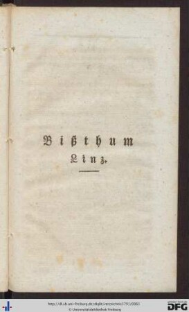 Bißthum Linz.